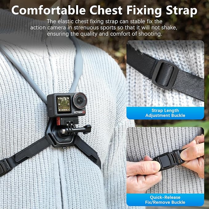 AMAZEAR Magnetic Neck Holder for DJI OSMO Pocket 4/3 Action 6 Insta 360 X5 Camera Accessory, Comfortable Hands-Free Chest Mount First-Personal POV VLOG, for Go-Pro, for Xtra Edge Muse