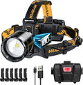Bright Headlamp Adjustable Focus Motion Sensor Warning Light, 8 Modes 80 Hours Standby Time Head Lamp, IP65 Waterproof 125°Angle Head Lights for Hiking Camping Emergency Outdoor