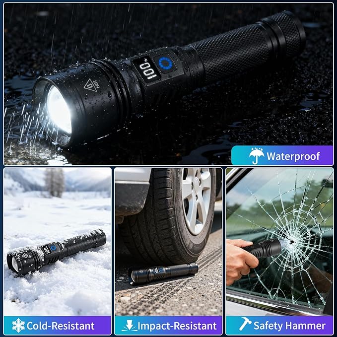 Rechargeable Flashlights High Lumens, 4Pack Super Bright Flashlight Rechargeable, LED Flashlight Powerful, Handheld Tactical Flash Lights for Home Emergencies Camping Essentials, Gifts for Men