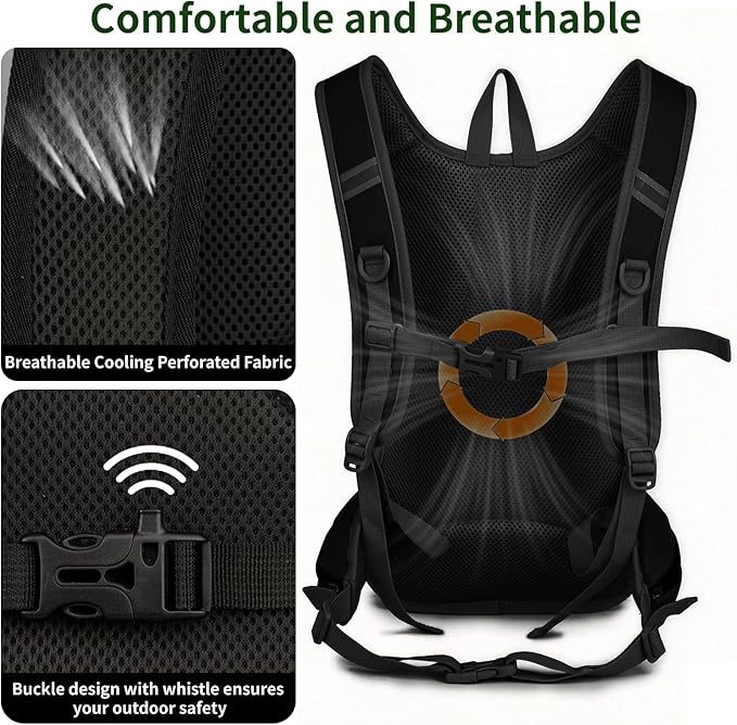 Hiking Backpack, 20L Hiking Backpack for Women & Men,Small Travel Daypack for Running, Cycling, Climbing, Camping, Biking (Black)
