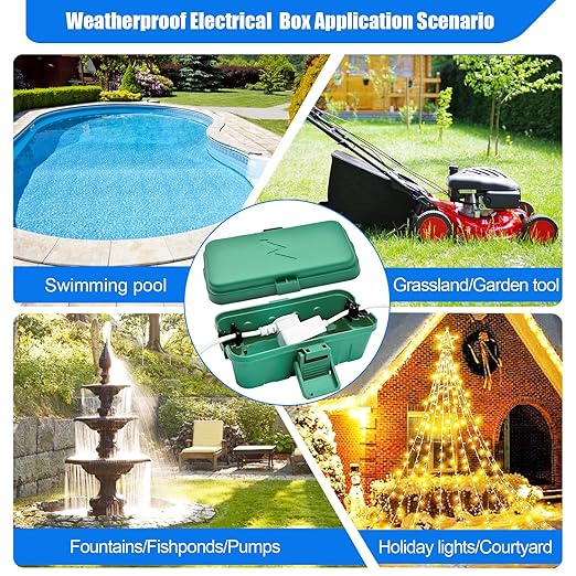 Hrensaw Small Weatherproof Electrical Connection Box(Inner 5.5 x 3 x 2.2inch),Outdoor Electrical Box,Waterproof Extension Cord Covers for Plug, Extension Cables, Holiday Lights,Green