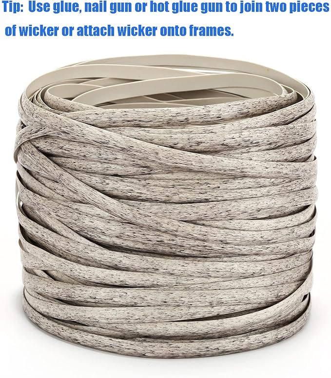Lahpivieh 120 Ft Wicker Repair Kit, Plastic Wicker Material, Faux Rattan Replacement Supplies for Patio Furniture Sofa Chair Repair (Mottled Grey)