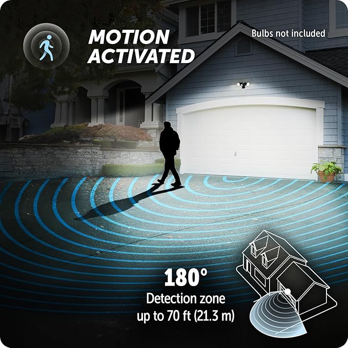 Globe Electric 17000140 180-Degree 240 W Twin Head Black Hardwired Motion Sensor Security Flood Light with MotionBright
