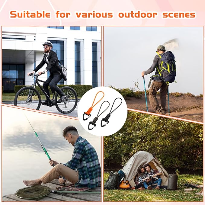 3PCS Paracord Keychain Carabiner, Braided Lanyard Key Chain Men/Women Triangle Buckle Lock Clip Heavy Duty Hook for Car Keys Outdoor Survival Camping Hiking 3 Colors