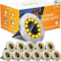 Biling Solar Ground Lights Outdoor 12 Packs, Bright 12 LEDs Solar Lights Outdoor Waterproof for Yard Walkway Garden Driveway (Warm White)
