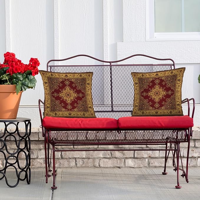 Swono Paisley Carpet Cozy Pillowcase Cushion Cover, Persian Carpet Tribal Floral Decorative Throw Pillows Covers Outdoor Pillow Case for Home Office Sofa Picnic Car 18" X 18" 2 Pack