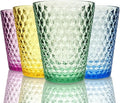Lily's Home Unbreakable Premium Drinking Glasses Set of 4, Plastic Cups, Reusable Drinkware, Tumblers Water Cups Shatterproof & Stackable, Indoor & Outdoor cups 3.4in×4.3in,13.5oz. Made in Taiwan.