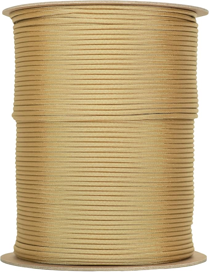 The Paracord Store | Type III 550 Paracord - 250 FT Spool, Gold | Heavy Duty 7 Strand Tactical Paracord - USA Made Nylon Outdoor Parachute Cord for Camping, Fishing & More - Survival Cord
