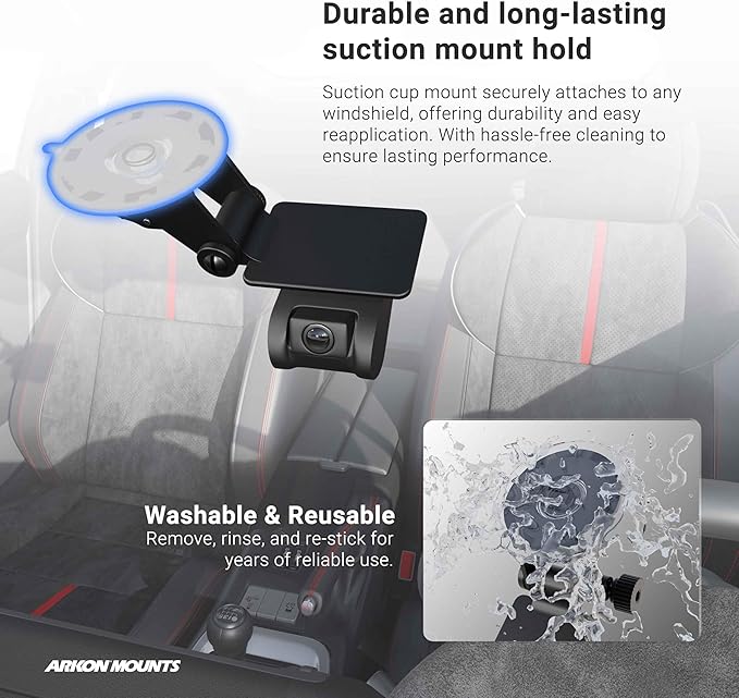 ARKON Mounts Windshield Suction Mount for EZ Pass Toll Transponders, Bluetooth GPS Receivers, and Radar Detectors | Strong Suction Mount | Reinforced Composite Construction for Durability | BT010