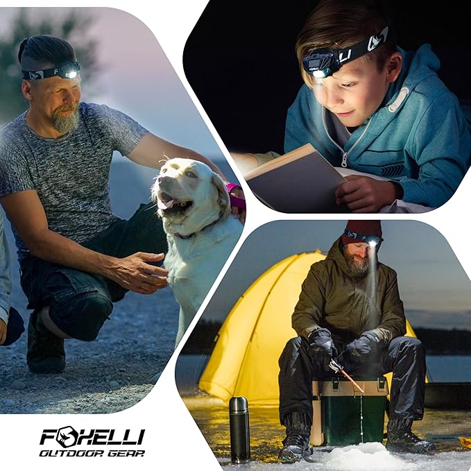 Foxelli USB‑C Rechargeable LED Headlamp – Ultra‑Light 2.4 oz & Bright 180 Lumens – Red/White Light, 5 Modes, IPX5 Waterproof, 40 h Runtime for Trail Running, Camping, Hiking