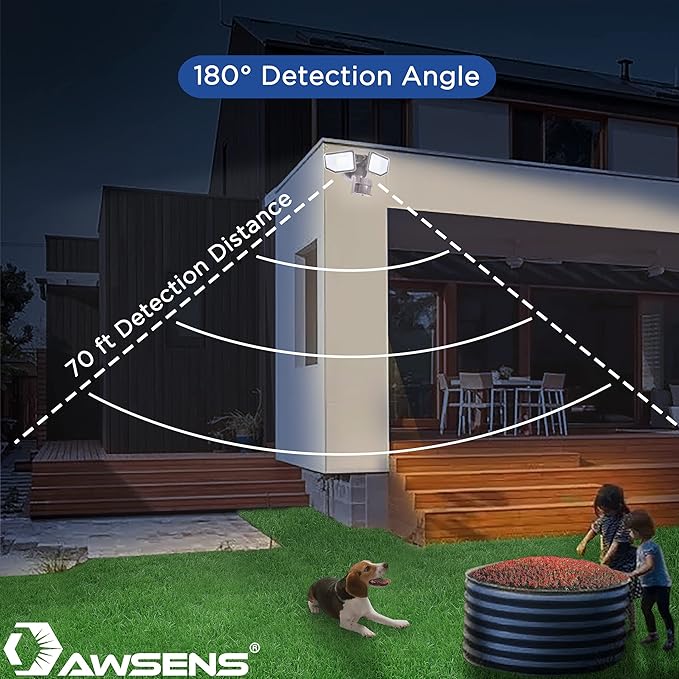 40W LED Security Lights Motion Sensor Light Outdoor, 180 Degree, 4000LM, 5000 K, ETL Water Resistant, Clear 2 Head Motion Detector Flood Light for Garage, Yard 2-Pack (Bronze)