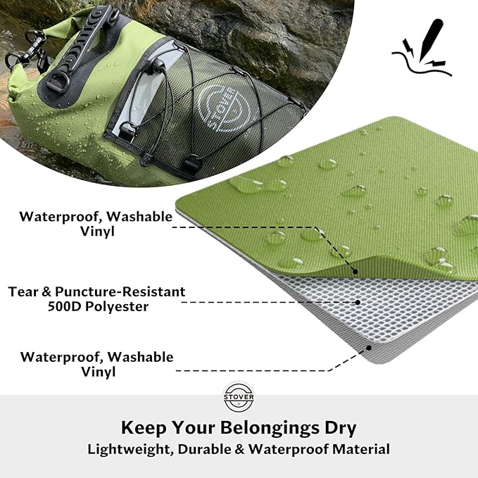 STOVER 5/10/25/30/40/55L Waterproof Dry Bag- Roll-Top Backpack w/Phone Case- Kayaking, Hiking, Camping, Boating- Men/Women