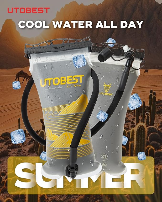 UTOBEST Insulated Water Bladder with Bite Valve Cover Keeps Water Cool or Warm for Hours, Leakproof TPU Hydration for Hiking Camping and Backpacking