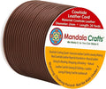 Mandala Crafts Round Cowhide Genuine Brown Leather Cord for Jewelry Making Kumihimo Leather Rope Spool - Brown String Lace - 20 Yds 2mm Cording