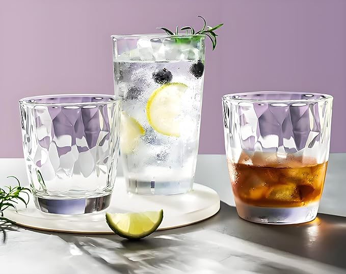 10 Oz Unbreakable Tritan Drinking Glasses Shatterproof Acrylic Glasses Drinkware BPA Free Hard Plastic Cups Reusable Kitchen Water Glasses Drinking Set of 12 (Clear)