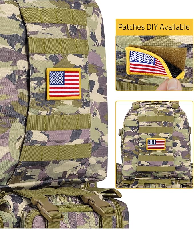 CVLIFE Tactical Backpack Military Army Rucksack 60L Large Assault Pack Detachable Molle Bag, Auriclash