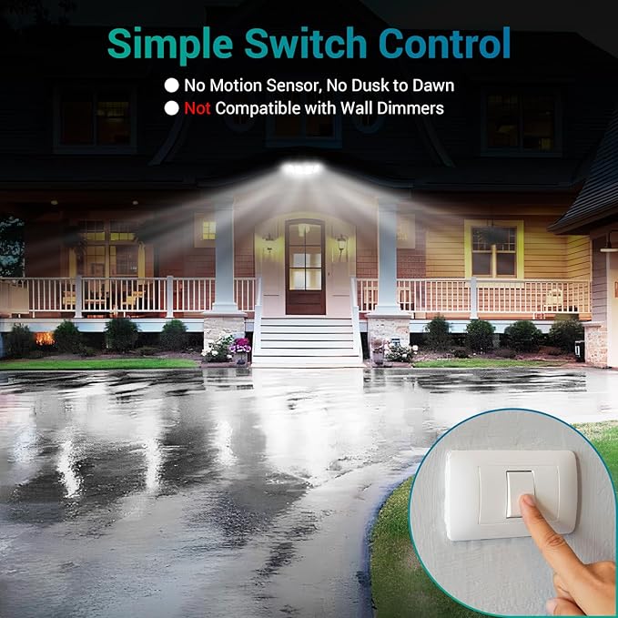 USTELLAR 100W LED Floods Light Outdoor, 10000LM Super Bright Flood Lights Switch Controlled, Security Lights with 4 Adjustable Heads, IP65 Waterproof, 5000K Daylight for Eave, House, Backyard 2 Pack