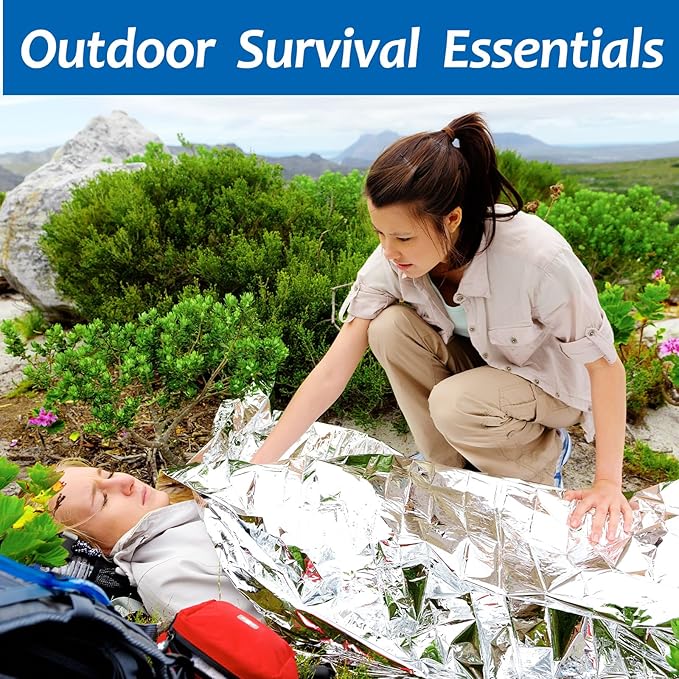 20 Pcs Emergency Mylar Thermal Blanket,High Reflectivity Survival Blanket,Reusable & Waterproof for Outdoor,Camping,Hiking,First Aid,Plant Growth,Garden Greenhouse (Silver)