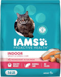 IAMS Proactive Health Dry Cat Food, Indoor Weight and Hairball Care Cat Food Dry Recipe, with Salmon, 16 lb. Bag