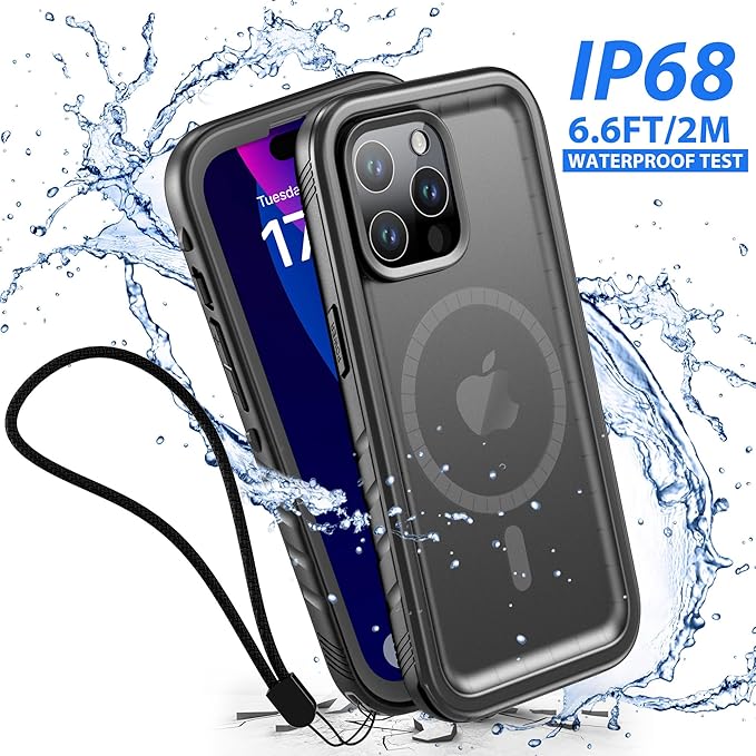 SPORTLINK for iPhone 15 Pro Case - IP68 Waterproof Military Protective Full Body Heavy Duty Shockproof 360 Sealed Dustproof with Camera Screen Protector Phone Cover for i Phone 15 Pro 6.1" Mag/Black