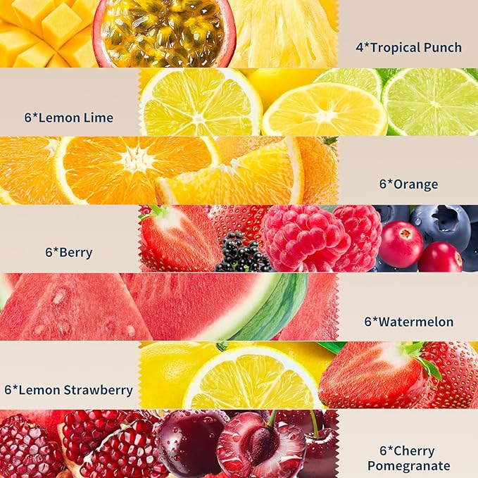 Electrolytes Powder Packets Sugar Free Hydration Packets, 7 Flavors Liquid Daily IV Electrolyte Drink Mixex for Rehydration with Electrolytes, Vitamins, 0 Calorie, 40 Sticks