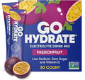 GoHydrate Low Sodium Electrolytes Powder Packets Sugar Free - Instant Hydration Daily Drink Mix - Zero Sugar Water Flavor Packet Singles with Vitamin D - (Passion Fruit, 30 Packs)