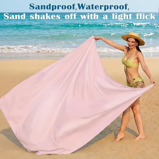 Famstar Beach Blanket Oversized Extra Large 78" X 81",Waterproof Sandproof Beach Blanket 1-7 Adults Lightweight Durable for Travel Camping Hiking Picnic