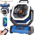Portable Fan Battery Powered,20000mAh Rechargeable Camping Fan Battery Operated with LED Lantern,Auto-Oscillating USB Personal Cordless Battery Fans Portable Tent Travel & Hanging Hook (Blue)