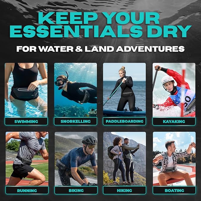 Drench 100% Underwater Waterproof Fanny Pack. Waist Pack. Submersible Waterproof Phone Pouch. Dry Bag for Swimming, Boating, SUP & Snorkelling. Underwater Phone case. Floating Belt Bag