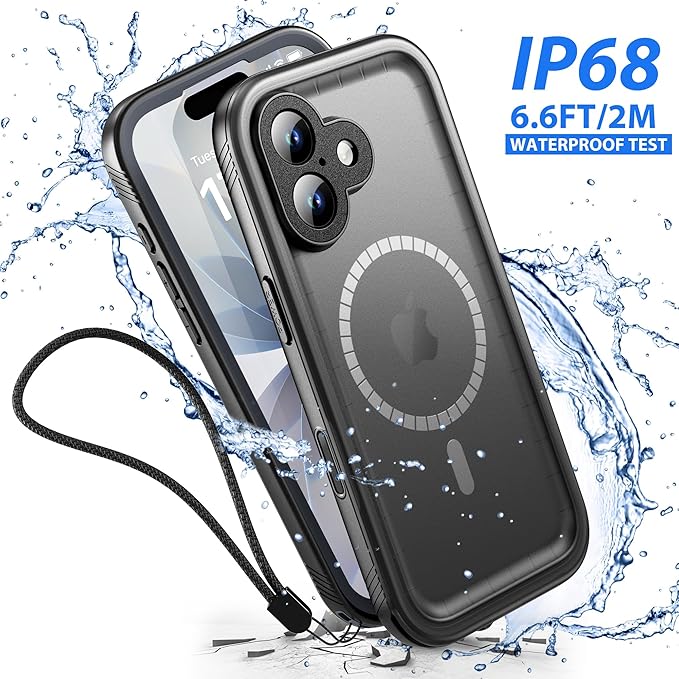 SPORTLINK for iPhone 17 Case - IP68 Waterproof Military Protective Full Body Heavy Duty Shockproof 360 Sealed Dustproof with Camera Screen Protector Phone Cover for iPhone 17 6.3" M/Black