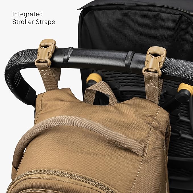 Tactical Baby Gear Daypack Tactical Diaper Bag Backpack for Dads - MOLLE compatible, Built-in Changing Mat, Stroller Straps (Coyote Brown 4th Gen)