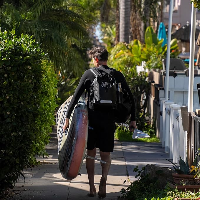 Ho Stevie! Waterproof Surf Backpack - Heavy Duty with Laptop Sleeve - Roll Top Closure Keeps Your Gear Dry In Bag - 25L
