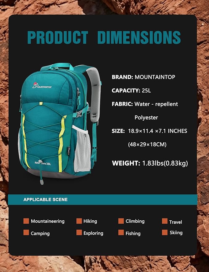 MOUNTAINTOP 25L Hiking Backpack,Lightweight Travel Backpack for Men Women Outdoor Backpacking, Camping