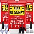 JJ CARE Fire Blanket – 3 Packs with Hooks and Gloves – 40” x 40” Fire Blankets Emergency for Home and Kitchen, High Heat Resistant and Flame Protection for Kitchen, Car, Office, Camping & Home Safety