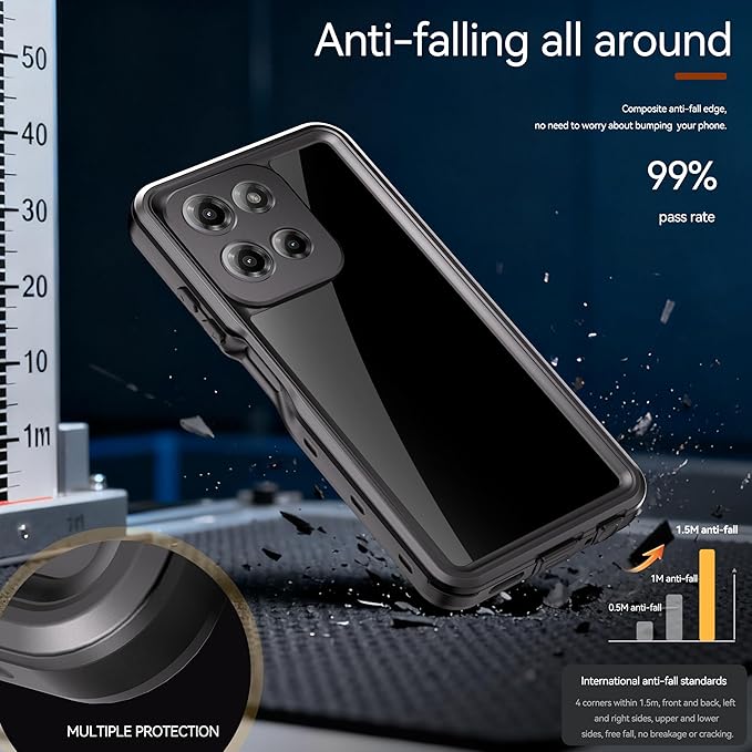 Lunivop Compatible with Motorola Moto G Play 5G 2026 Case 6.7'' Waterproof Dustproof IP68 Underwater Diving Clear Built-in Screen Protection Lanyard 【Military Grade Full Body】 for Moto G Play 5G