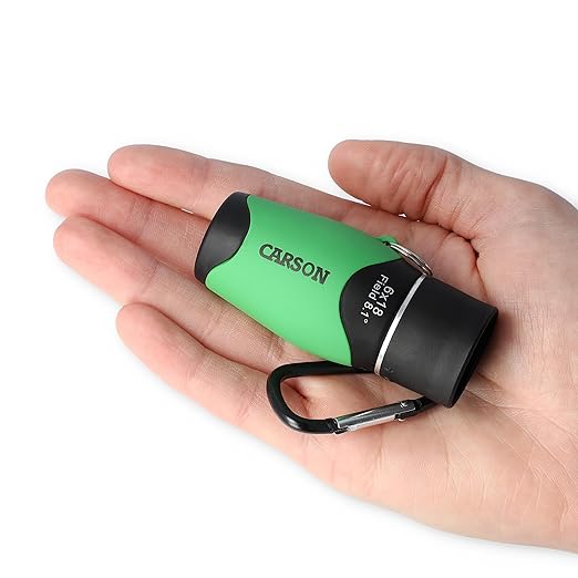 Carson MiniMight 6x18mm Pocket Monocular with Carabiner Clip, Green (MM-618CG)