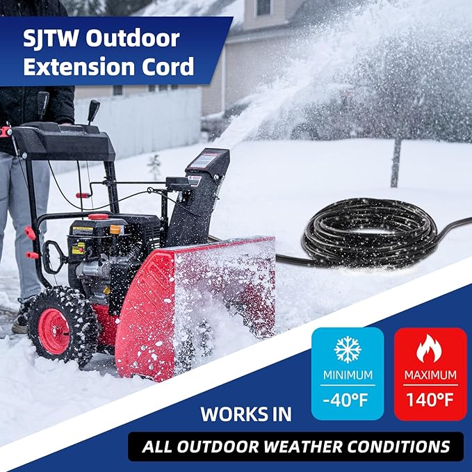 100 FT Outdoor Extension Cord with Multiple Outlets, 12 Gauge Heavy Duty Black Extension Cord Waterproof with 3 Outlet, 3 Prong Power Cord for Garden and Home Use Indicator Light, ETL Listed
