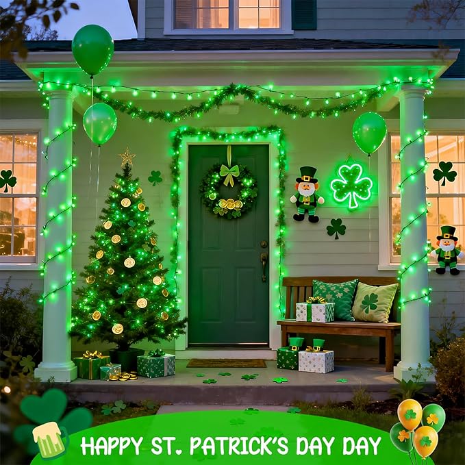 JMEXSUSS 2 Pack Solar String Lights Outdoor Waterproof, Total 400 LED 151FT Solar Christmas Lights Outdoor, 8 Modes Christmas Light for Outside Patio Yard Tree Decorations, Green