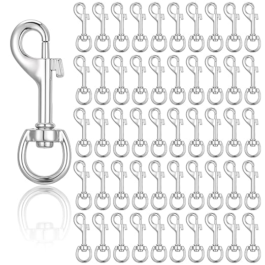 Kifmurase 50 Pcs Swivel Snap Hooks for Dog Leash, Heavy Duty 3.15 Inch Flag Clasp Single Ended Swivel Clip, Multipurpose Bolt Snap for Keychain Camera Trap Linking Pet Leash