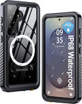 ANTSHARE IP68 Waterproof Case for Samsung Galaxy S25 [2025] - MagSafe Compatible, Built-in Screen/Lens Protector - Shockproof Full Body Protection for Swimming/Outdoor, Black/Clear