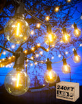Zuske Outdoor String Lights Waterproof, 240FT Patio Lights with 124 Shatterproof G40 Globe Bulb(4 Spare), Connectable Dimmable Hanging LED String Lights for Outside Backyard Porch Balcony(120FTx2)