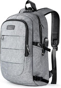 Tzowla Travel Laptop Backpack Water Resistant Anti-Theft Bag with Giant Tumbler Holder Pocket and Lock 17.3 Inch Computer Business Backpacks for Women Men Work College Gift,Casual Daypack(Grey)