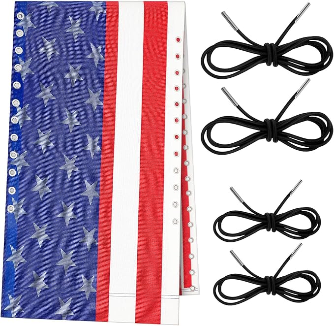 Queekay Chair Replacement Fabric with 4 Bungee Cord Lounge Chair Cloth Mesh Repair Kit for Patio Recliner Outdoor Lawn Pool (63 x 17 Inch,National Flag)