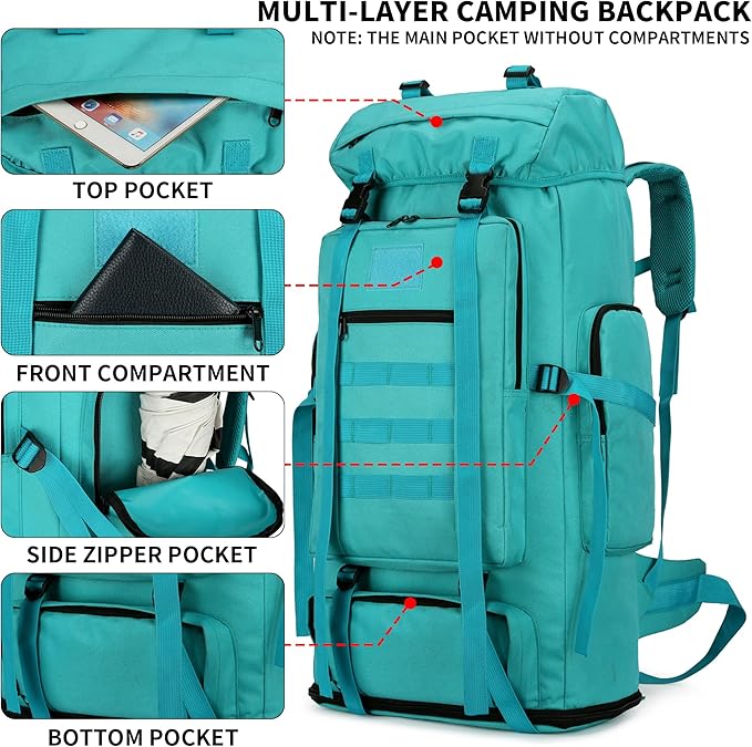 Hiking Backpack for Men 70L/100L Camping Backpack Military Rucksack Molle 3 Days Assault Pack for Climbing | Camping Backpack, 3 Days Assault Pack, for Climbing