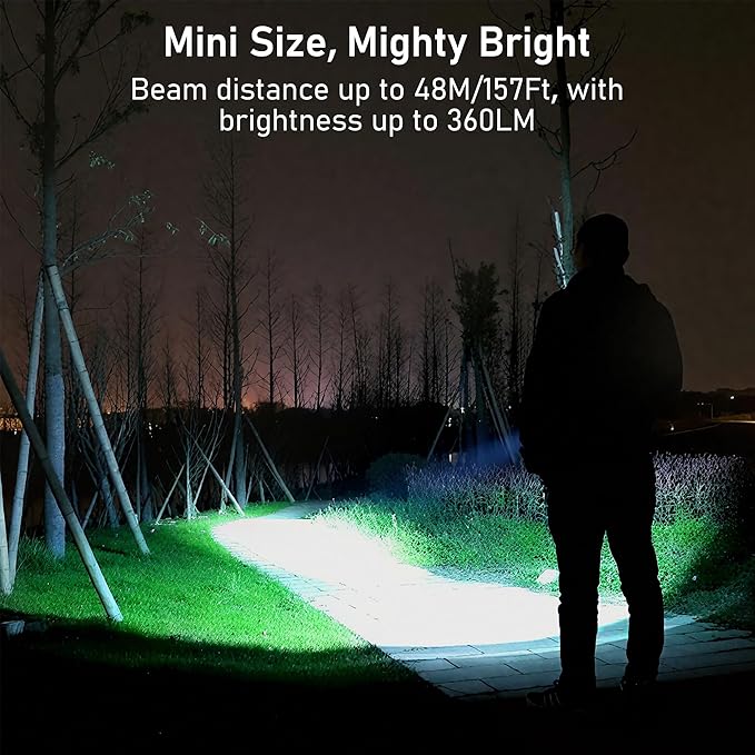 Blukar 2 Pack Rechargeable EDC Flashlight, 360L Mini Keychain Flash Light with 3 Lighting Modes, Memory Function, Waterproof, Compact and Portable Pocket Light for Everyday Carry, Emergency,Camping