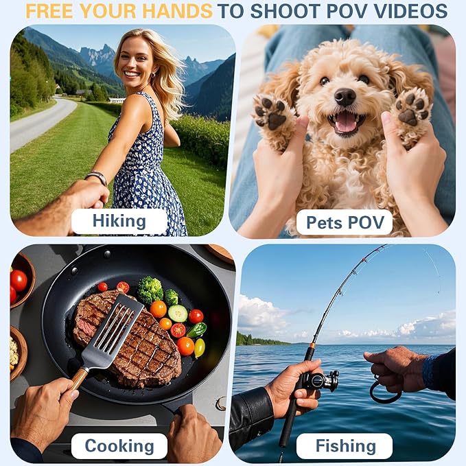 Beviliu Neck Phone Holder for Recording, Hands-Free POV/Vlog Neck Mount with Phone Clip & Chest Strap for Cooking/Fishing/Video Filming, Content Creator Phone Holder for iPhone Android Insta360