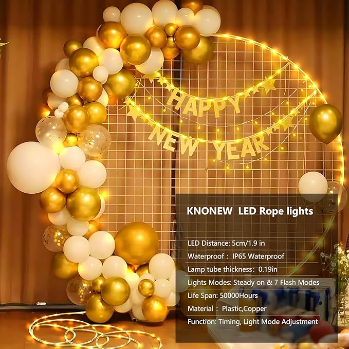 KNONEW 164FT 1000LED Rope Lights for Outside,Outdoor String Lights Waterproof 8 Modes Clear Tube Light for Indoor,Bedroom,Wedding,Garden,Patio,Christmas,Tree,Rv,Holiday Decoration(Warm White)