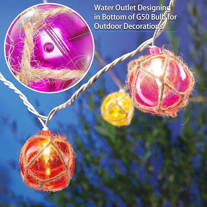 Brillarlights Nautical Fishing Float String Lights, Beach Themed Buoy Lights Set of 10 Multicolor String Lights for Indoor Home Decor and Outdoor Patio Decorations