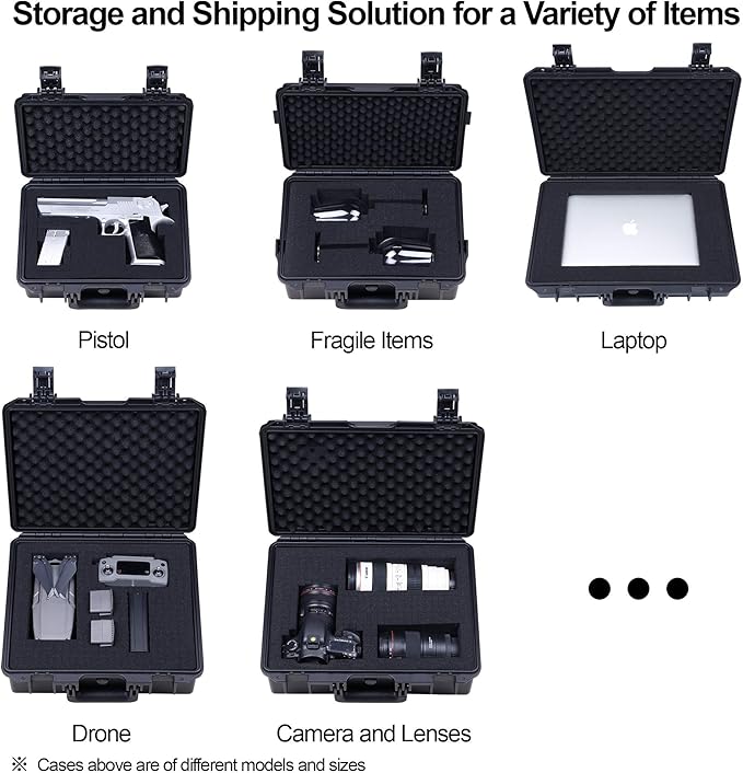 Lykus HC-3810 Waterproof Hard Case with Customizable Foam Insert, Interior Size 14.96x11.02x5.3 in, Suitable for camera,lens,drone,mic,flashlight,telescope,action cam,electronics,tools,and more