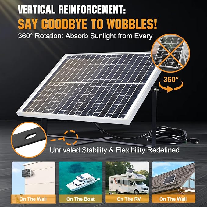 ECO-WORTHY 25W 12V Solar Battery Charger Trickle Maintainer, 25W Waterproof Solar Panel Kit + Adjustable Mount Bracket + Upgrade Controller,for 12V Batteries Cars RV Boat Motorcycle Marine